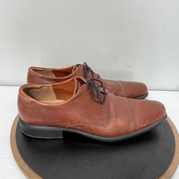 Ecco‎ Citytray Shoes Mens 14 US 48 EU Brown Leather Derby Oxford Casual Comfort - Picture 1 of 11